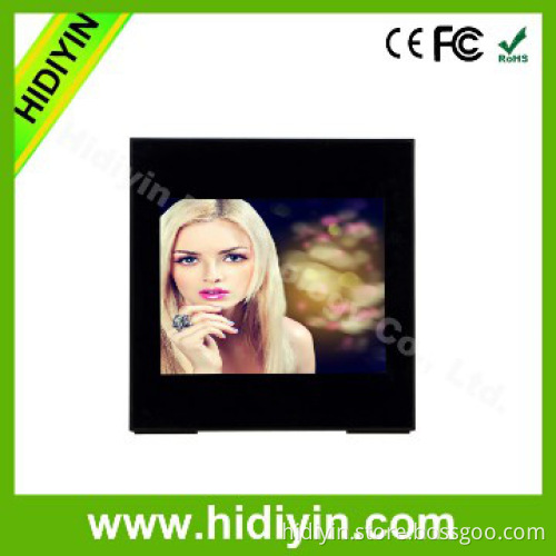 8 inch tempered glass lcd table clock with photo frame